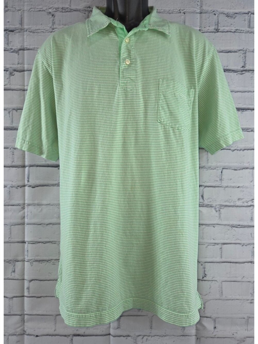 Peter Millar Mens Green Striped Polo Shirt XL Pima Cotton Colonial Logo